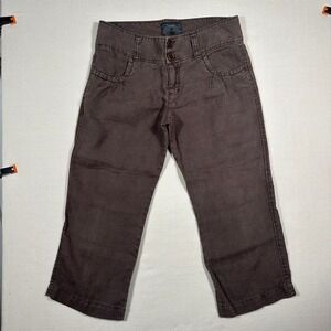 Sanctuary Linen Cropped Pants Womens Medium Brown 100% Linen Casual